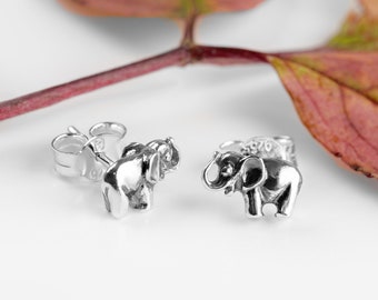 925 Sterling Silver Elephant Earrings, Mini Elephant Studs, Sterling Silver Tiny Studs, Minimal Earrings, Gift for Girlfriend