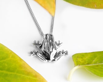 Solid 925 Sterling Silver Frog Necklace, Lucky Frog Pendant