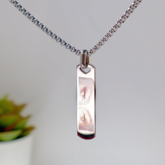 Personalized Eye Photo Engraved Necklace, Stainless Steel Pendant