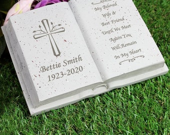 Personalised Cross Resin Memorial Book: Remembrance Keepsake