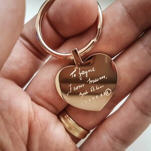 Rose gold Heart Key chain, Gold Heart Keyring, Daughter Gift, photo and text personalised Keyring, Birthday Gift, solid Stainless Steel image 4