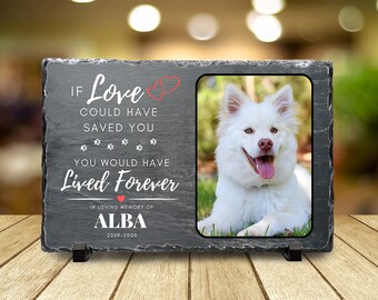 Custom Pet Memorial on Natural Slate, Personalized Remembrance Plaque for Pets, Dog Memorial Photo, Dog Memorial Frame,  Pet Loss Gifts