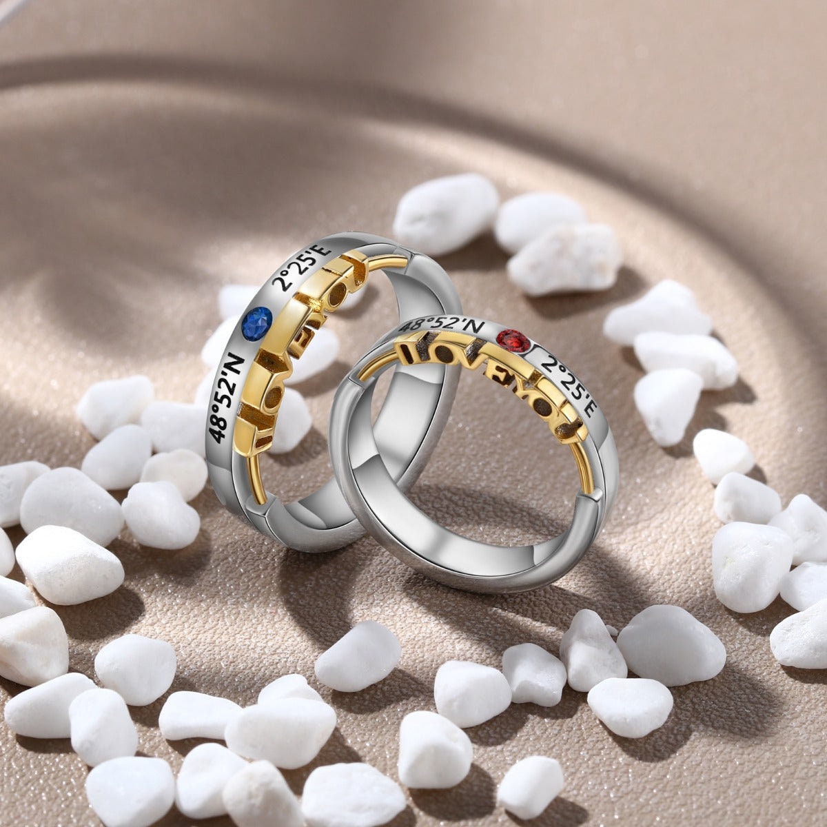 Fishy Love Fingerprint Gold Couple Bands