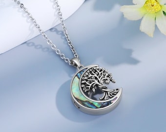 Ashes Necklace, Moon and Family Tree Memorial Jewellery Cremation Necklace