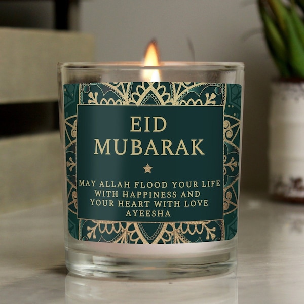 Personalised Eid and Ramadan Scented Jar Candle - Customizable Gift for Celebrating the Holy Month