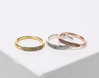 Fingerprint Ring Band | Personalised Memorial Ring  | Fingerprint ring | Sterling Silver Ring