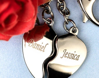 Split Heart Keyring Personalized | Custom Valentines Day Gift | Engagement Gift | Gift For Couple | Best Friend Gift | Heart Keychain