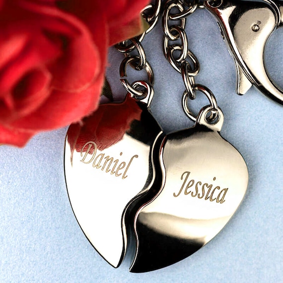 Split Heart Keyring Personalized Custom Valentines Day Gift Engagement Gift Gift For Couple Best Friend Gift Heart Keychain