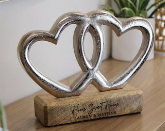 Personalised Two Lines Double Heart Ornament