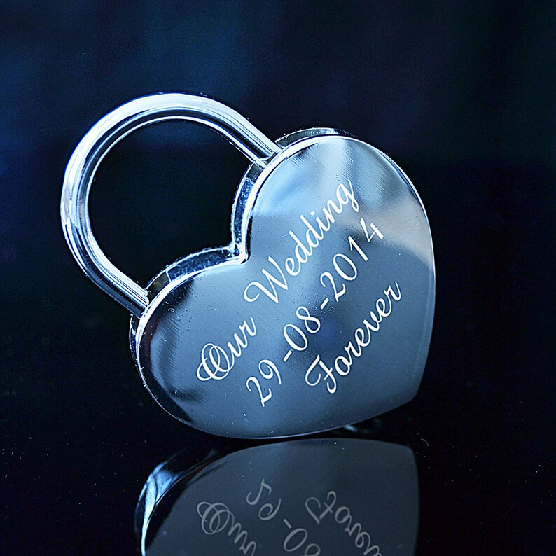 Text Engraved Silver Padlock With Key Romantic Valentine's Etsy