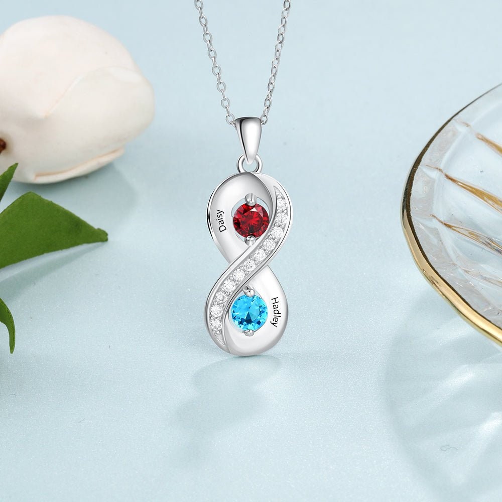 Couples birthstone infinity necklace deals