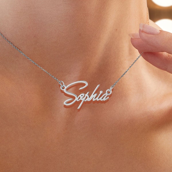 Custom Name Necklace, Cursive Name Pendant, Personalised Necklace, Valentine's day Gift