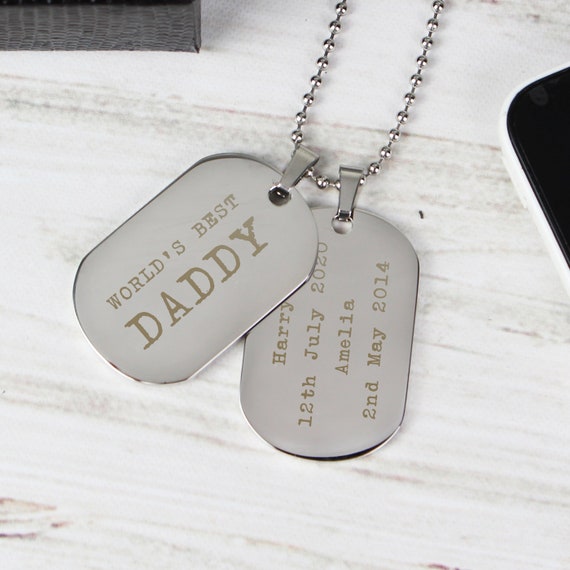 Mens double deals dog tag necklaces
