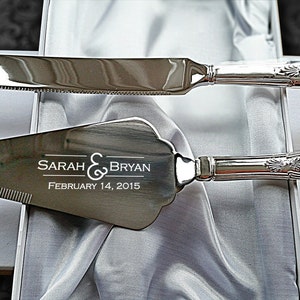 Engraved Wedding Cake Slicer Set, Personalised Knife Server, Custom Name Gift, Anniversary Keepsake, High-Quality Polished Finish