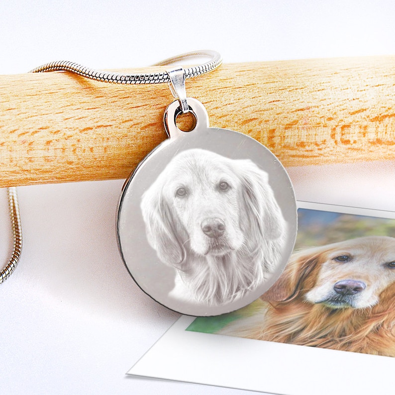 Pet Memorial Necklace Personalised Photo and Message Engraved Etsy UK
