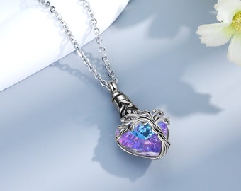 Elegant Heart-Shaped Crystal Ash Necklace - Keep Loved Ones Close, Memorial Cremation Necklace