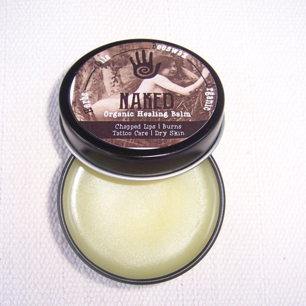 Herbal Healing Balm: NAKED Organic Botanical Salve Cleansing Balm 7 powerful Herbs Propolis infused Beeswax