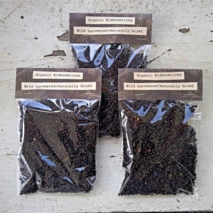 Elderberries Wild Foraged Hand Harvested Naturally Dried Organic 2 oz