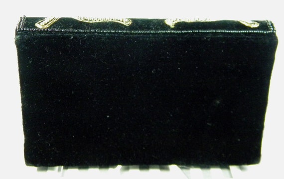 Vintage Carolyn Barton Black Velvet Jeweled Handb… - image 3