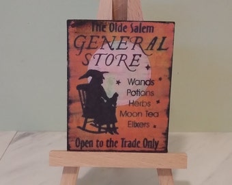 Miniature Witch Sign/1:6 Scale Gothic Sign/Dollhouse Accessories/Decor/Dollhouse Art/Staging