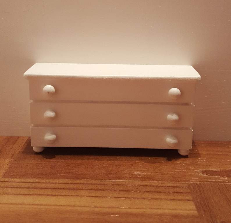 White 1 12 Scale Bureau Chest Of Drawers Dresser Doll House Etsy