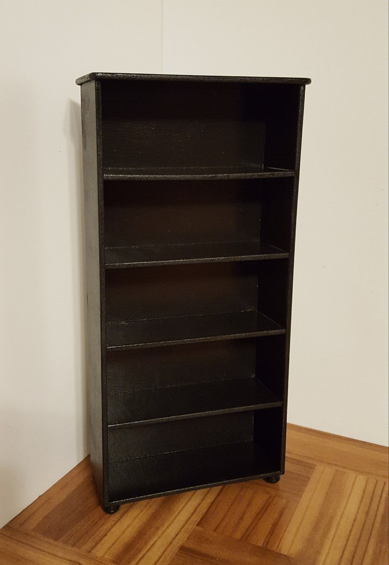 Extra Tall Black Bookcase 1 6 Scale Doll Shelves Room Divider Etsy