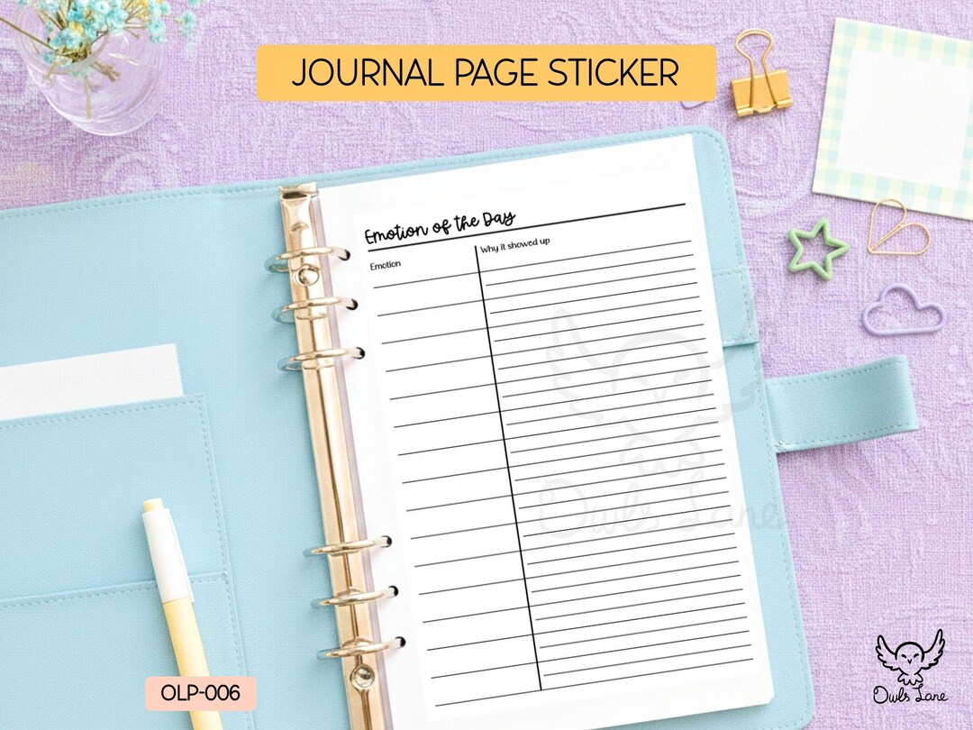 Emotion of the Day Planner Sticker • Journal Page • Feelings Tracker ...