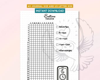 Bedtime Tracker Printable, Sleep Schedule Journal, Daily Planner Page, Sleep Time Log, Bullet Journal Insert, A5 Letter, Digital Download