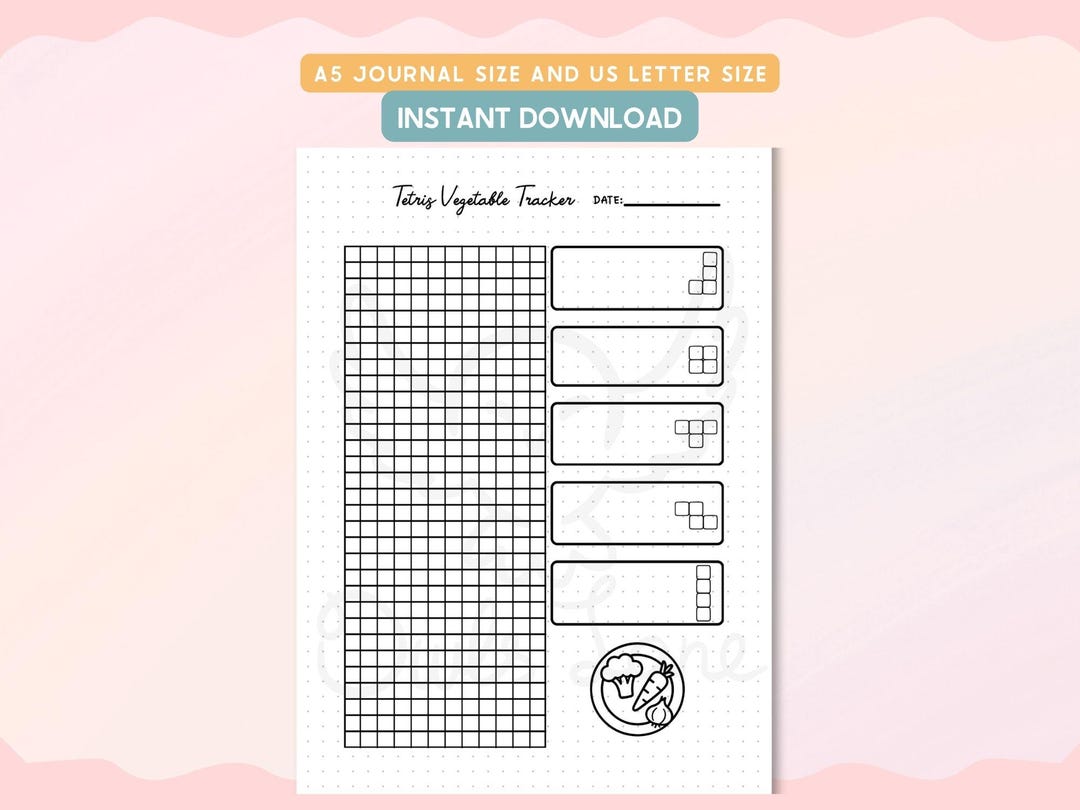 Tetris Vegetable Tracker Printable, Veggie Healthy Eating Habit Tracker ...