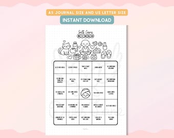 Self Care Bingo Printable Journal Pages | Self Care Tracker Planner Insert | Wellness Bingo A5 Letter Size