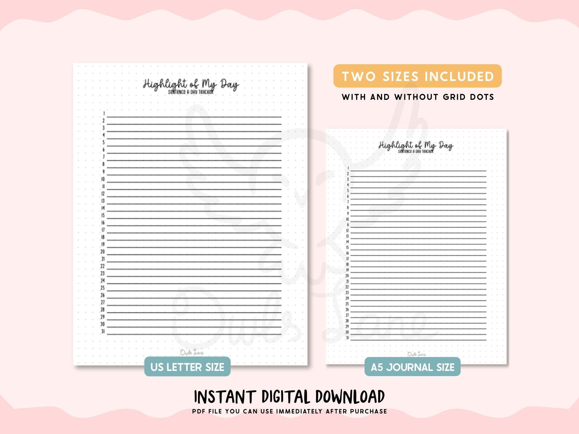 Highlight of My Day Printable Journal Pages | Daily Gratitude Tracker ...