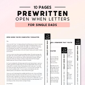 Cartas preescritas para padres solteros, notas de aliento, obsequios para el cuidado personal, obsequios para padres solteros, descarga instantánea