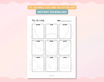 Mein Leben in letzter Zeit Printable Journal Seiten | Monthly Reflection Planereinlage | Momentan Tracker A5 Letter Format