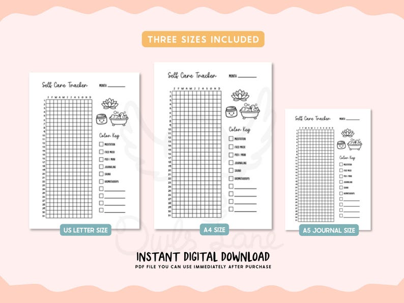 Self Care Tracker Printable Journal Pages | Monthly Self Care Planner ...