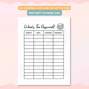 What’s the Password? Password Tracker Printable Login And Password Organizer A5 & US Letter | Digital Download
