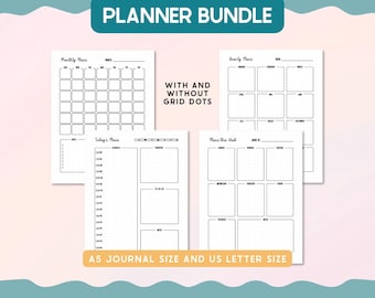 Planner Bundle Printable Journal Pages, Daily Weekly Monthly Yearly Planner, Planner Insert, Bullet Journal, A5 Letter Size