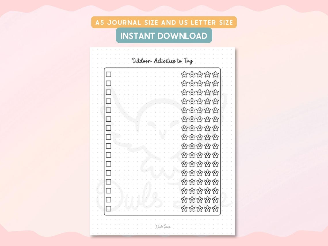 Outdoor Activities to Try Printable Journal Pages, Adventure Tracker ...