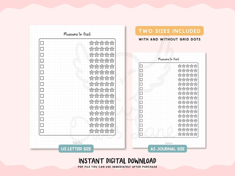 Visit Tracker Chart Museums to Visit Printable Journal Pages, Museum Tracker, Exhibit ...
