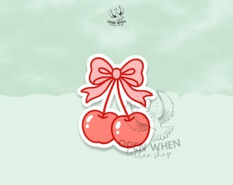 Coquette Cherry Pink Sticker – Pink Bow Sticker for Kindle, Bookish Girls, Mood Readers, Girly and Vintage Aesthetic Fans