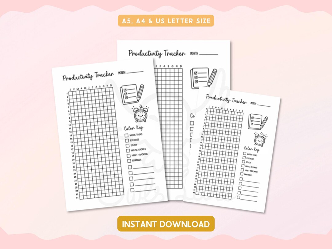 Productivity Tracker Printable Journal Pages | Monthly Productivity Log ...