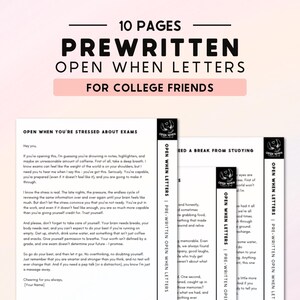 Prewritten Open When Letters for College Friends | Best Friend Gift, College Gift, Open When Prompts, Instant Download