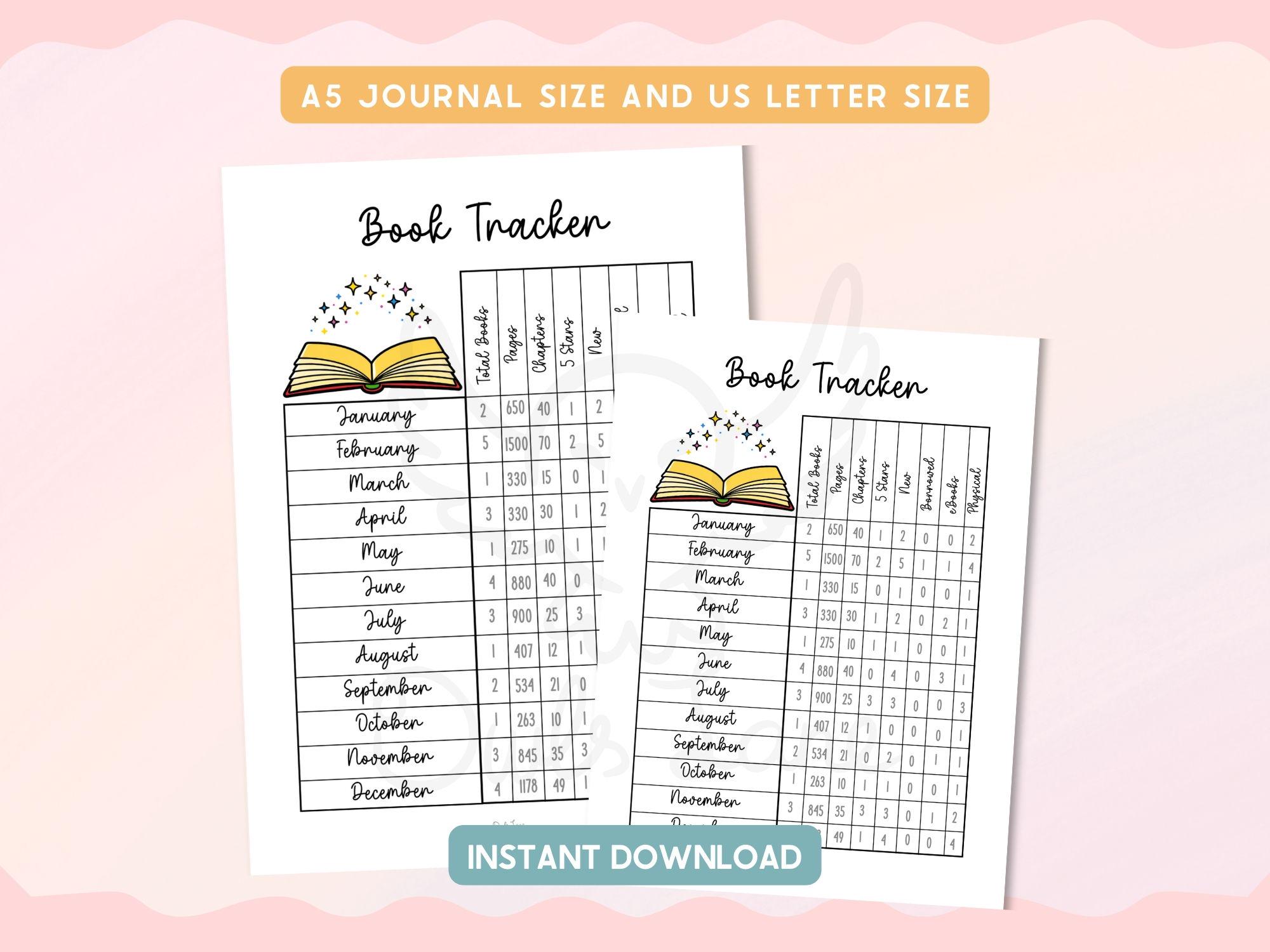 Yearly Book Tracker Printable | Reading Log Book Journal | Track Books ...