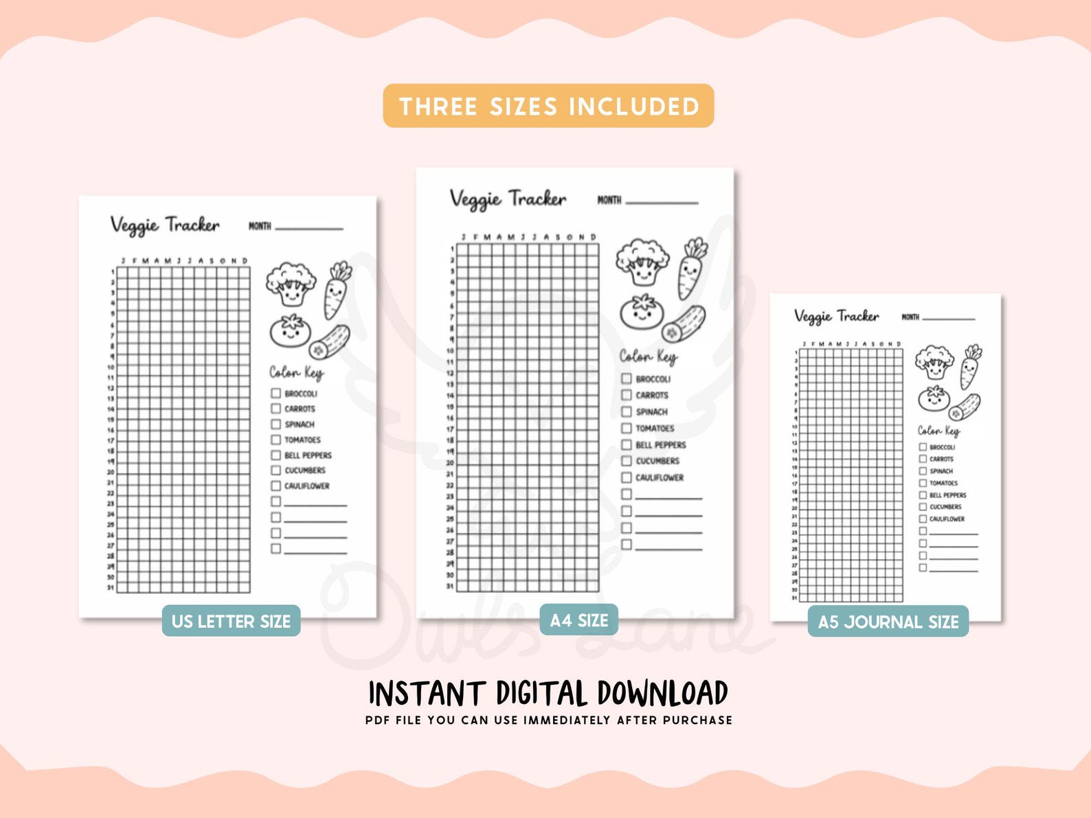 Veggie Tracker Printable Bullet Journal Pages | Monthly Vegetable Log ...