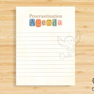 Procrastination Agenda Notepad • Funny Office Notepad • Desk Notepad • To Do List • Office Gift • Memo Pad • Coworker Gift