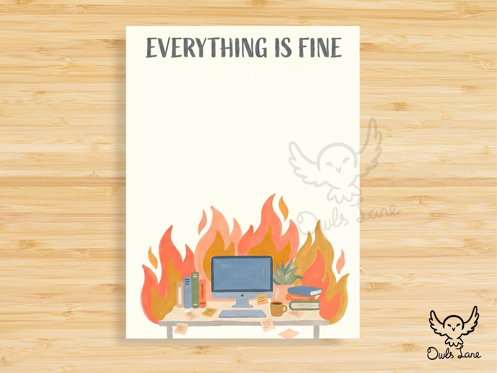 Everything is Fine Notepad • Funny Office Notepad • Dumpster Fire ...