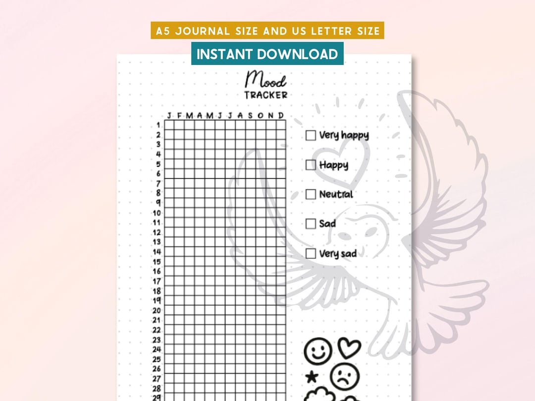 Mood Tracker Printable, Mental Health Journal, Daily Planner Page ...