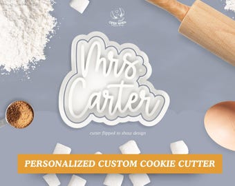 Galletas con nombre de señora: juego de cortadores de galletas personalizados, sellos con nombre personalizados, cortadores de galletas de fondant, artículos para fiestas, repostería y regalos