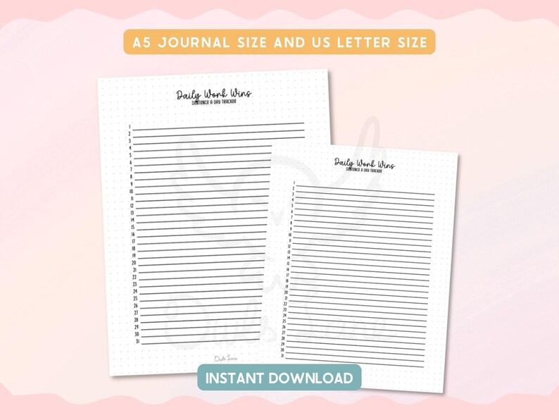 Daily Work Wins Printable Journal Pages | Sentence a Day Tracker ...
