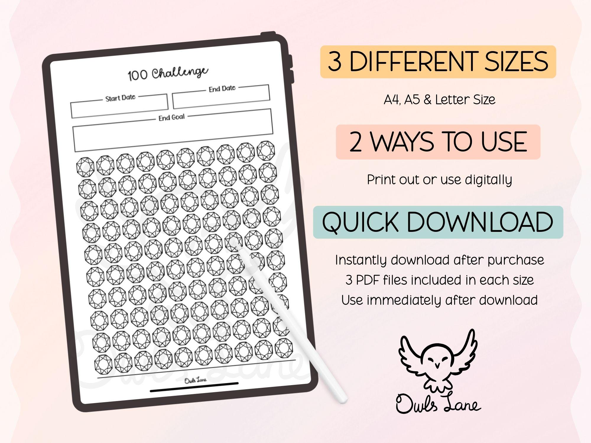 100 Day Challenge Printable Journal Page • Habit Tracker • Planner ...