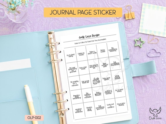 Self Care Bingo Planner Sticker • 5x7 Journal Page • Wellness Tracker • Stick-On • Bullet Journal Sticker • Mental Health • Stick-In-Page